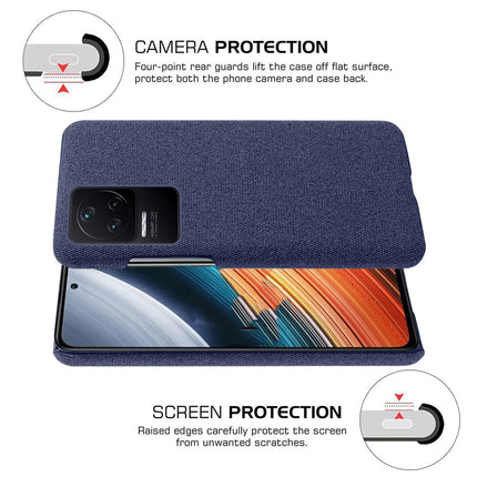 Mobizang Woven Soft Fabric Case for Poco F4 (5G) Back Cover,  Shock Protection Slim Hard Anti Slip Back Cover (Blue)