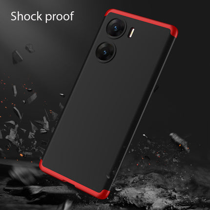Mobizang Double Dip Full 360 Protection Back Case Cover for Vivo V29E (Red , Black)