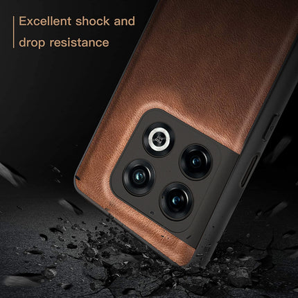 Tux Back Case for OnePlus 10 Pro , Slim Leather Case with Soft Edge Shockproof Back Cover (Brown)