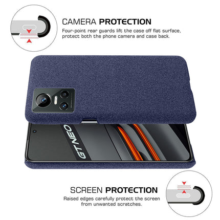 Mobizang Woven Soft Fabric Case for Realme GT Neo 3 (5G) Back Cover,  Shock Protection Slim Hard Anti Slip Back Cover (Blue)