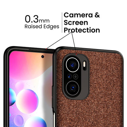 Soft Fabric & Leather Hybrid for Xiaomi Mi 11X Pro / Mi 11X  Back Cover, Shockproof Protection Slim Hard Back Case (Brown)