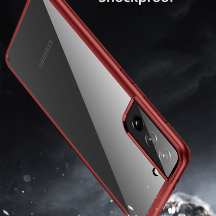Hawkeye Clear Back Cover for Samsung Galaxy S22 , Camera Lens Protector Shockproof Slim Clear Case Cover (Red)