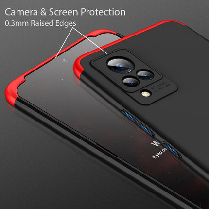 Double Dip Full 360 Protection Back Case Cover for Vivo V21 (Red,Black)