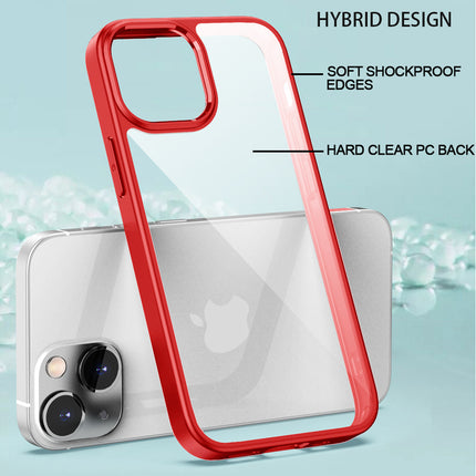 Hawkeye Clear Back Cover for Apple iPhone 13 (6.1 inch) , Camera Lens Protector Shockproof Slim Clear Case Cover (Red)