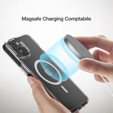 Mobizang Clear Magnetic Back Cover for Apple iPhone 15 , Compatible with MagSafe | [Military Grade Protection] Shock Proof Slim Hybrid Bumper Case