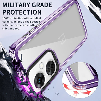 Mobizang Warrior Acrylic Clear Back Cover For OnePlus Nord CE 3 LITE | Slim Shockproof [Military Grade Protection] Hybrid Bumper Case (Purple Sides)