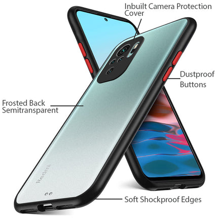 Paper Thin Back Cover For Xiaomi Redmi Note 10 /  Note 10S , Super Slim Matte Translucent Full Protection Back Case (Black)