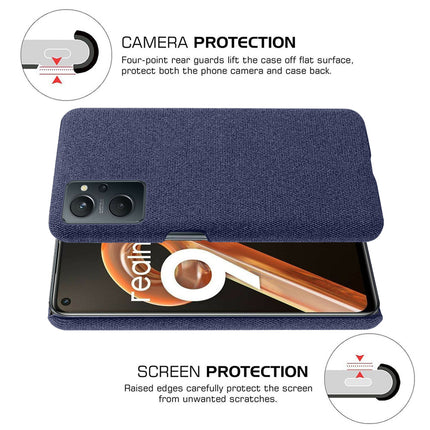 Woven Soft Fabric Case for Realme 9i Back Cover, Shock Protection Slim Hard Anti Slip Back Cover (Blue)