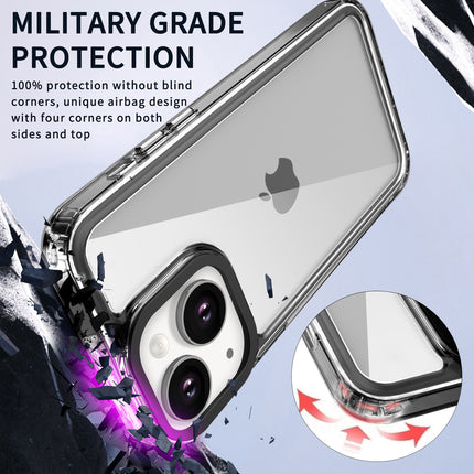 Mobizang Warrior Acrylic Clear Back Cover For Apple iPhone 15 | Slim Shockproof [Military Grade Protection] Hybrid Bumper Case (Black Sides)
