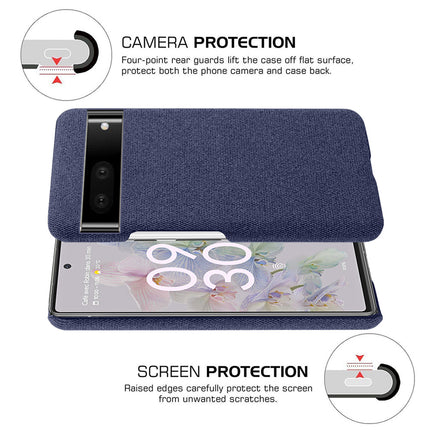 Mobizang Woven Soft Fabric Case for Google Pixel 7 Back Cover, Shock Protection Slim Hard Anti Slip Back Cover (Blue)