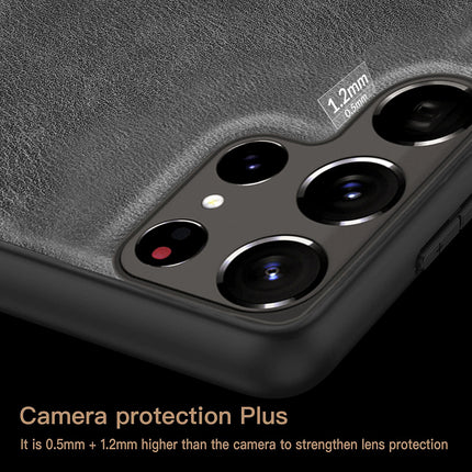 Tux Back Case For Samsung Galaxy S22 Ultra , Slim Leather Case with Soft Edge Shockproof Back Cover (Black)