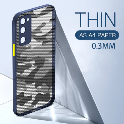 Camouflage Paper Thin Back Cover For Samsung Galaxy S20 FE , Super Slim Matte Translucent Full Protection Back Case (Blue)