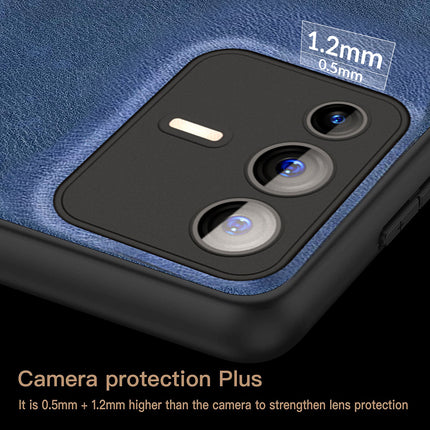 Tux Back Case for Vivo V23 Pro, Slim Leather Case with Soft Edge Shockproof Back Cover (Blue)