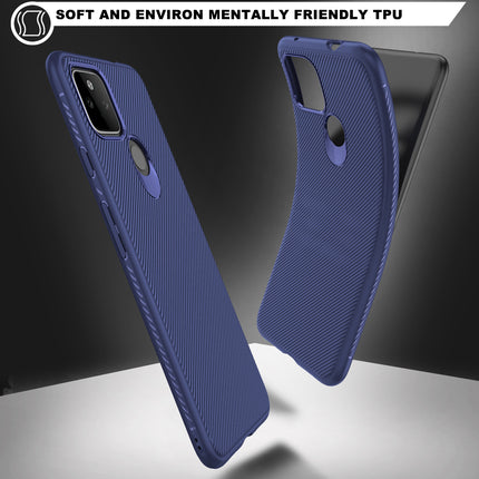 Twill Shock Proof Soft Flexible Back Case Cover for Google Pixel 5A (Blue)