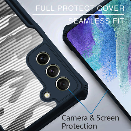 Beetle Camouflage for Samsung Galaxy S21 FE Back Case, [Military Grade] Shockproof Slim Hybrid Cover (Blue)