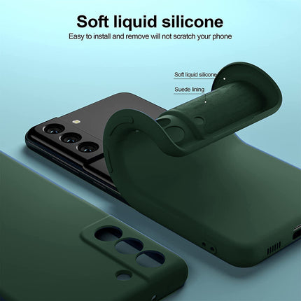 Matte Lens Protective Back Cover for Samsung Galaxy S21 FE , Slim Silicone with Soft Lining Shockproof Flexible Full Body Bumper Case (Green)