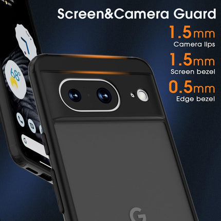 Mobizang Shield Frosted Acrylic Back Shock Proof Case Cover for Google Pixel 8 (Black)