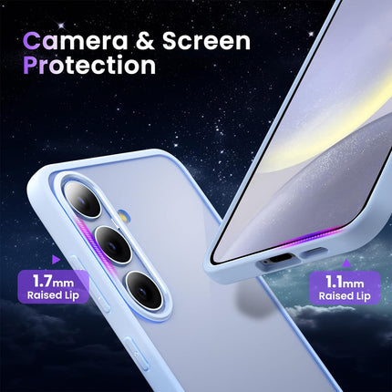 Mobizang Hawkeye Clear Back Cover for Samsung Galaxy S24 | Camera Lens Protector Shockproof Slim Clear Case Cover (Blue Sides)