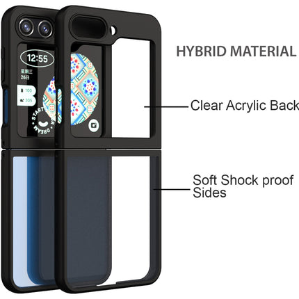 Mobizang Hawkeye Clear Back Cover for Samsung Galaxy Z Flip 5 | Camera Lens Protector Shockproof Slim Clear Case Cover (Black Sides)