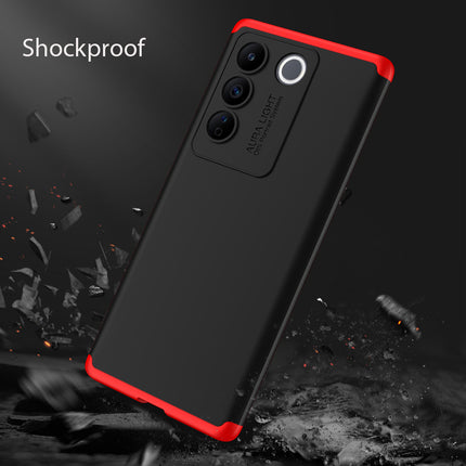 Mobizang Double Dip Full 360 Protection Back Case Cover for Vivo V27/ V27 Pro (5G) (Red,Black)
