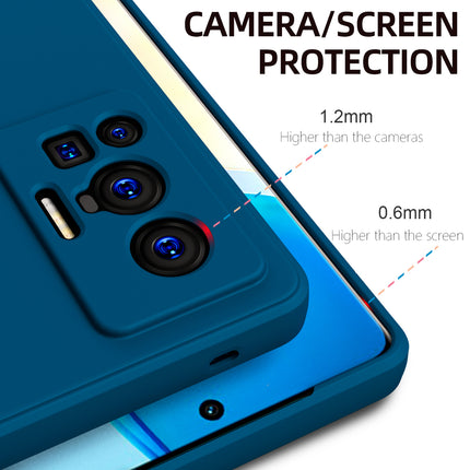 Matte Lens Protective Back Cover for Vivo X70 Pro , Slim Silicone with Soft Lining Shockproof Flexible Full Body Bumper Case (Blue)