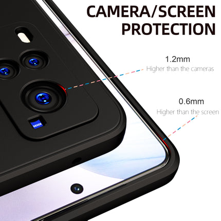 Matte Lens Protective Back Cover for Vivo X60 , Slim Silicone with Soft Lining Shockproof Flexible Full Body Bumper Case (Black)