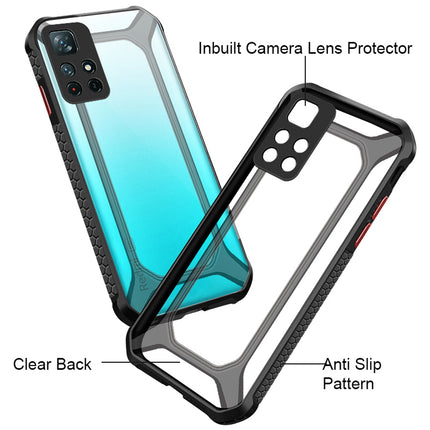 Unicorn for Redmi Note 11T (5G) Clear Back Case, [Military Grade Protection] Shock Proof Slim Hybrid Bumper Cover (Black)