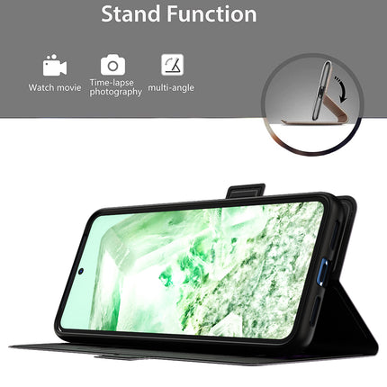 Mobizang Noble Slim Magnetic Leather Flip Case Cover for Google Pixel 8 | Card Holder Stand Leather Flip Wallet Case (Black)