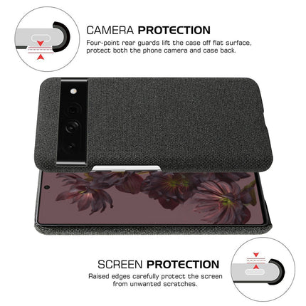 Mobizang Woven Soft Fabric Case for Google Pixel 7 Pro Back Cover, Shock Protection Slim Hard Anti Slip Back Cover (Black)