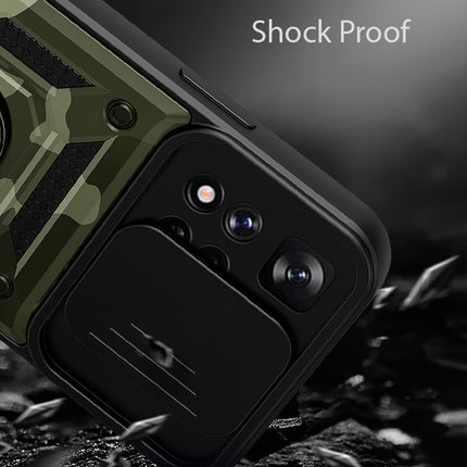 Tank Back Cover for Xiaomi 11i Hypercharge  (5G) , Inbuilt Ring + Slider Shockproof Lens Protection Case (Green)