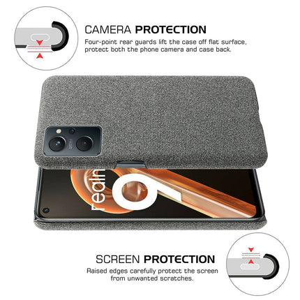 Woven Soft Fabric Case for Realme 9i Back Cover, Shock Protection Slim Hard Anti Slip Back Cover (Grey)