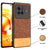 Soft Fabric & Leather Hybrid Protective Back Case Cover for Vivo X80 (Brown)