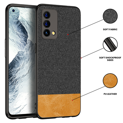 Soft Fabric & Leather Hybrid Protective Case Cover for Realme GT Master (Black,Brown)