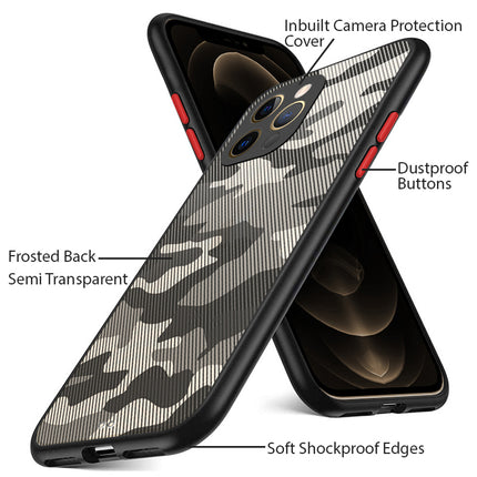 Camouflage Paper Thin Back Cover For Apple iPhone 12 Pro Max (6.7) , Super Slim Matte Translucent Full Protection Back Case (Black)