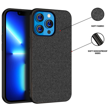 Mobizang Soft Fabric Hybrid Protective Back Case Cover for Apple iPhone 14 Pro (Black)