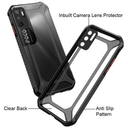 Unicorn for Poco M3 PRO / Redmi Note 10T (5G) Clear Back Case, [Military Grade Protection] Shock Proof Slim Hybrid Bumper Cover (Black)