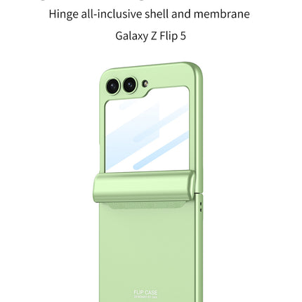 Mobizang Ultra Thin Back Cover for Galaxy Z Flip5 / Z Flip 5 | Magnetic Hinge Protection and Inbuilt Glass Window Protection (Light Green)