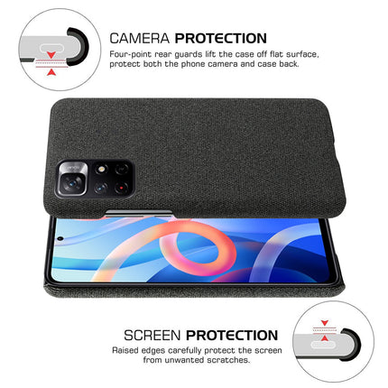 Woven Soft Fabric Case for Redmi Note 11T (5G) Back Cover, Shock Protection Slim Hard Anti Slip Back Cover (Black)