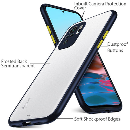 Paper Thin Back Cover For Xiaomi Redmi Note 10 /  Note 10S , Super Slim Matte Translucent Full Protection Back Case (Blue)