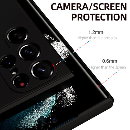 Matte Lens Protective Back Cover for Samsung Galaxy S22 ULTRA, Slim Silicone with Soft Lining Shockproof Flexible Full Body Bumper Case (Black)