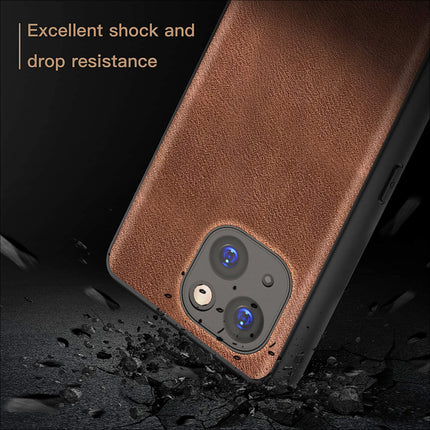 Mobizang Tux Leather Back Cover for Apple iPhone 15 | Slim Shockproof Camera Protection Bumper Case (Brown)