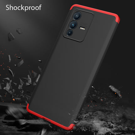 Double Dip Full 360 Protection Back Case Cover for Vivo V23 PRO (5G) (Red , Black)