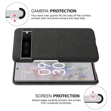 Mobizang Woven Soft Fabric Case for Google Pixel 7 Back Cover, Shock Protection Slim Hard Anti Slip Back Cover (Black)