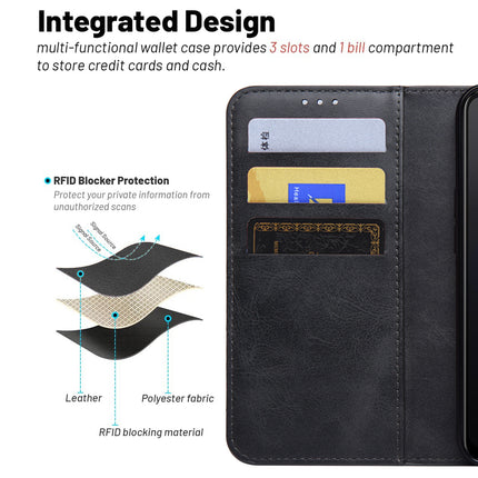 Mobizang Prime Slim Magnetic Flip Cover for OnePlus 11 | PU Leather Shockproof Folio Case with Card Holders RFID Blocking Kickstand (Black)