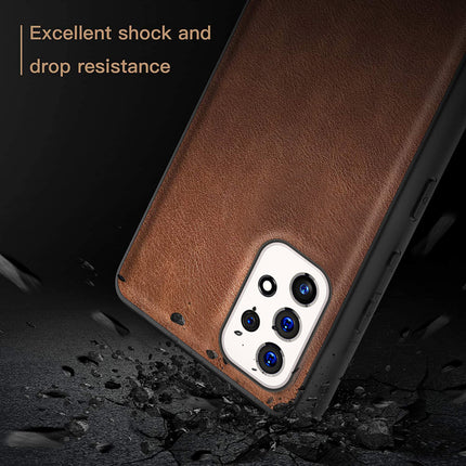 Tux Back Case For Samsung Galaxy A73 , Slim Leather Case with Soft Edge Shockproof Back Cover (Brown)