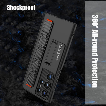 Mobizang Ultra Thin Band + Stand Back Case for Samsung S24 Ultra | Slim Camera Lens Protection Cover with Kickstand (Black)