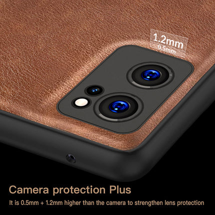 Tux Back Case For Oppo Reno 7 (5G) , Slim Leather Case with Soft Edge Shockproof Back Cover (Brown)