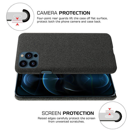 Woven Soft Fabric Case for Apple iPhone 13 Pro Back Cover, Shock Protection Slim Hard Anti Slip Back Cover (Black)