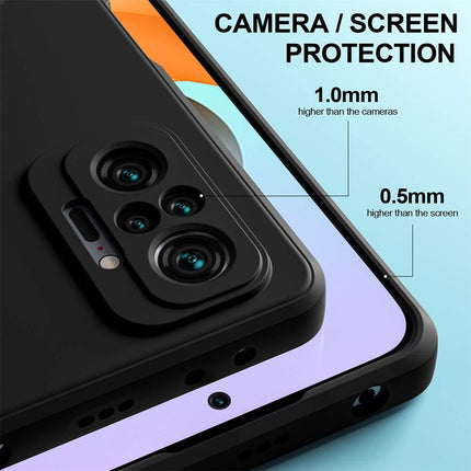 Matte Lens Protective Back Cover for Redmi Note 10 Pro / Note 10 pro Max , Slim Silicone with Soft Lining Shockproof Flexible Full Body Bumper Case (Black)