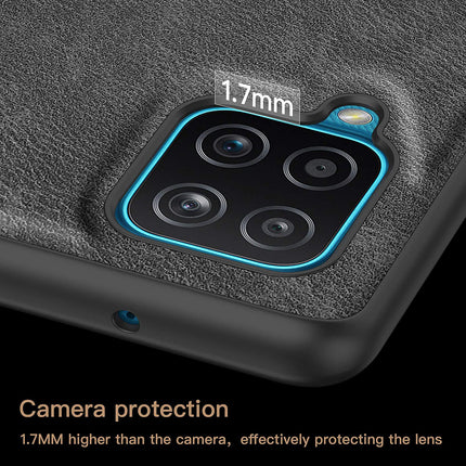 Tux Back Case for Samsung Galaxy A22 (4G) , Slim Leather Case with Soft Edge Shockproof Back Cover (Black)